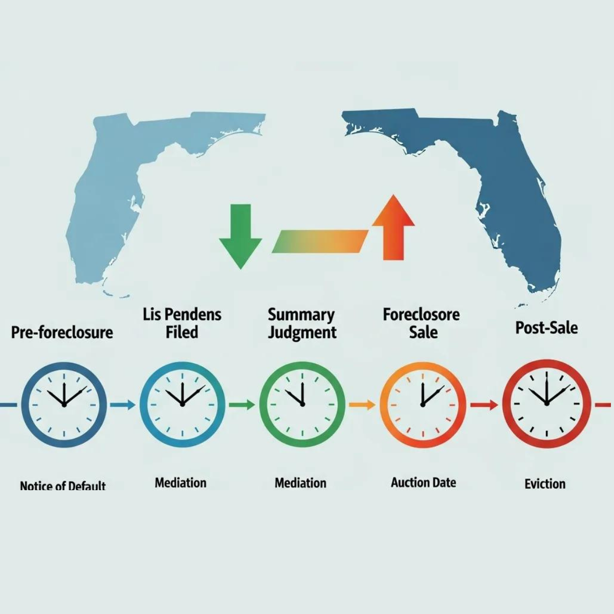 Illustration of the foreclosure process timeline in Florida, highlighting urgency in home sales Illustration of the foreclosure process timeline in Florida, highlighting urgency in home sales