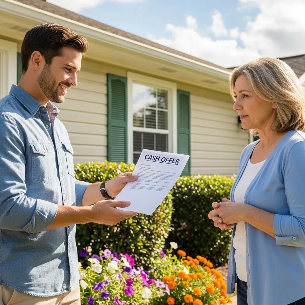 Homeowner receiving a cash offer from a buyer, illustrating the fast cash offer process